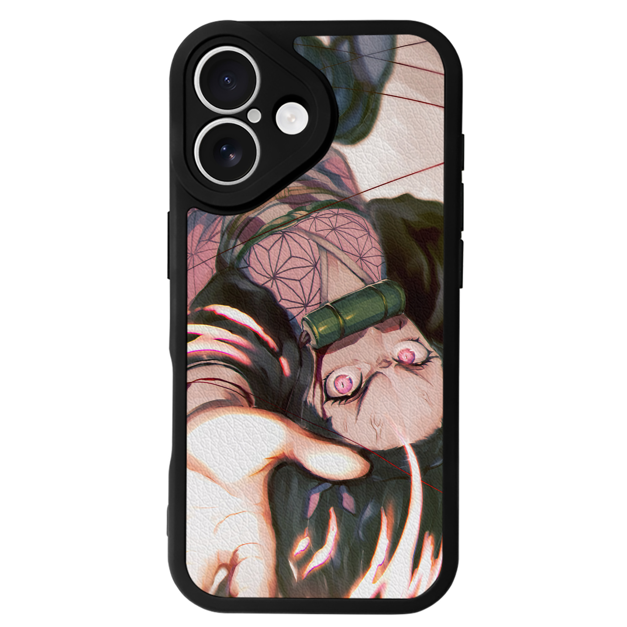（画像用） 鬼滅の刃（きめつのやいば）竈門 禰󠄀豆子／かまど ねずこ Kamado Nezuko 【iPhone 16シリーズ対応】シリコンスマホケース（レザー調） 材質：シリコン